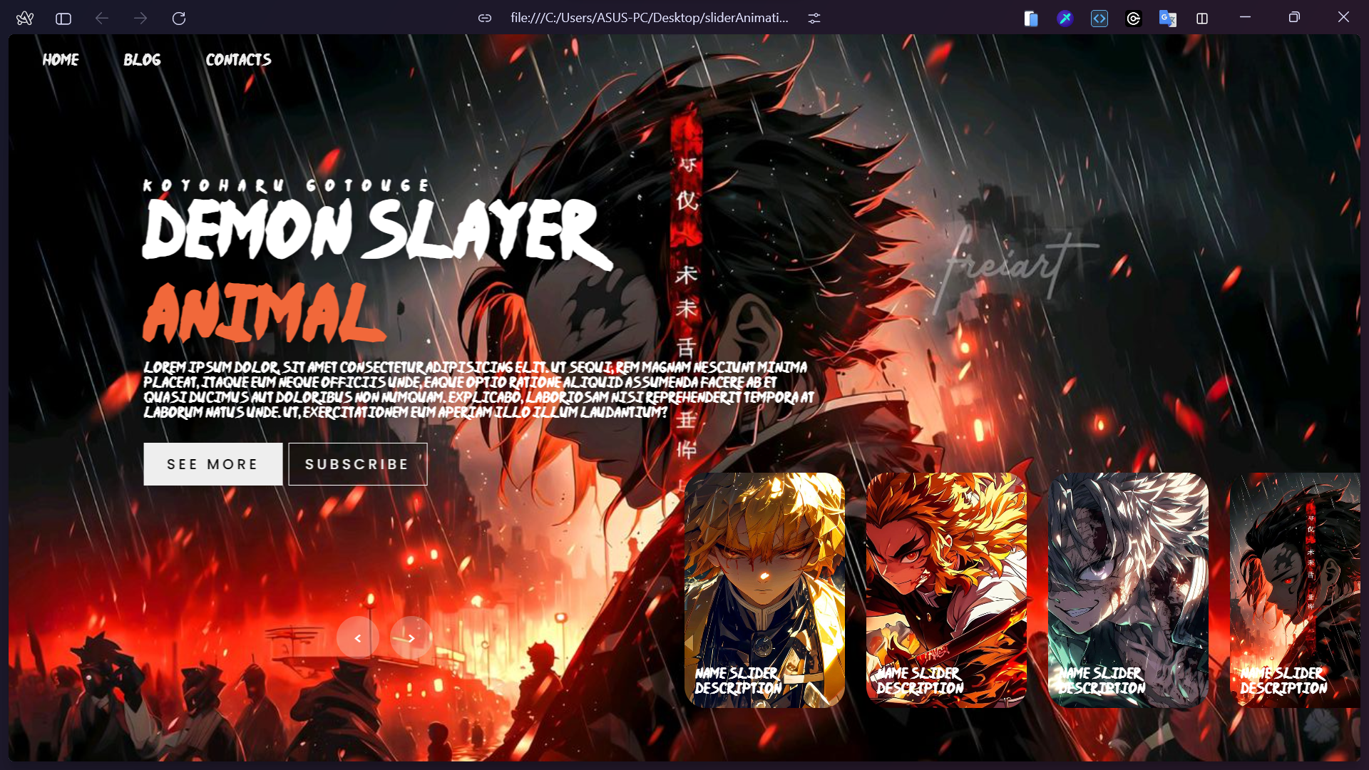 Animation Slider Demon Slayer